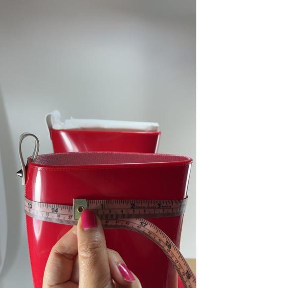 70mm Loubirain Loubi Red Rain Boots Rubber Heeled Bootie E597 - Picture 9 of 11
